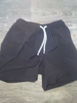 Black Shorts with White Drawstring