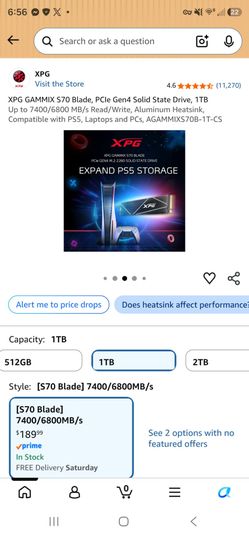 XPG GAMMIX S70 BLADE 1TB M.2 2280 NVMe SSD