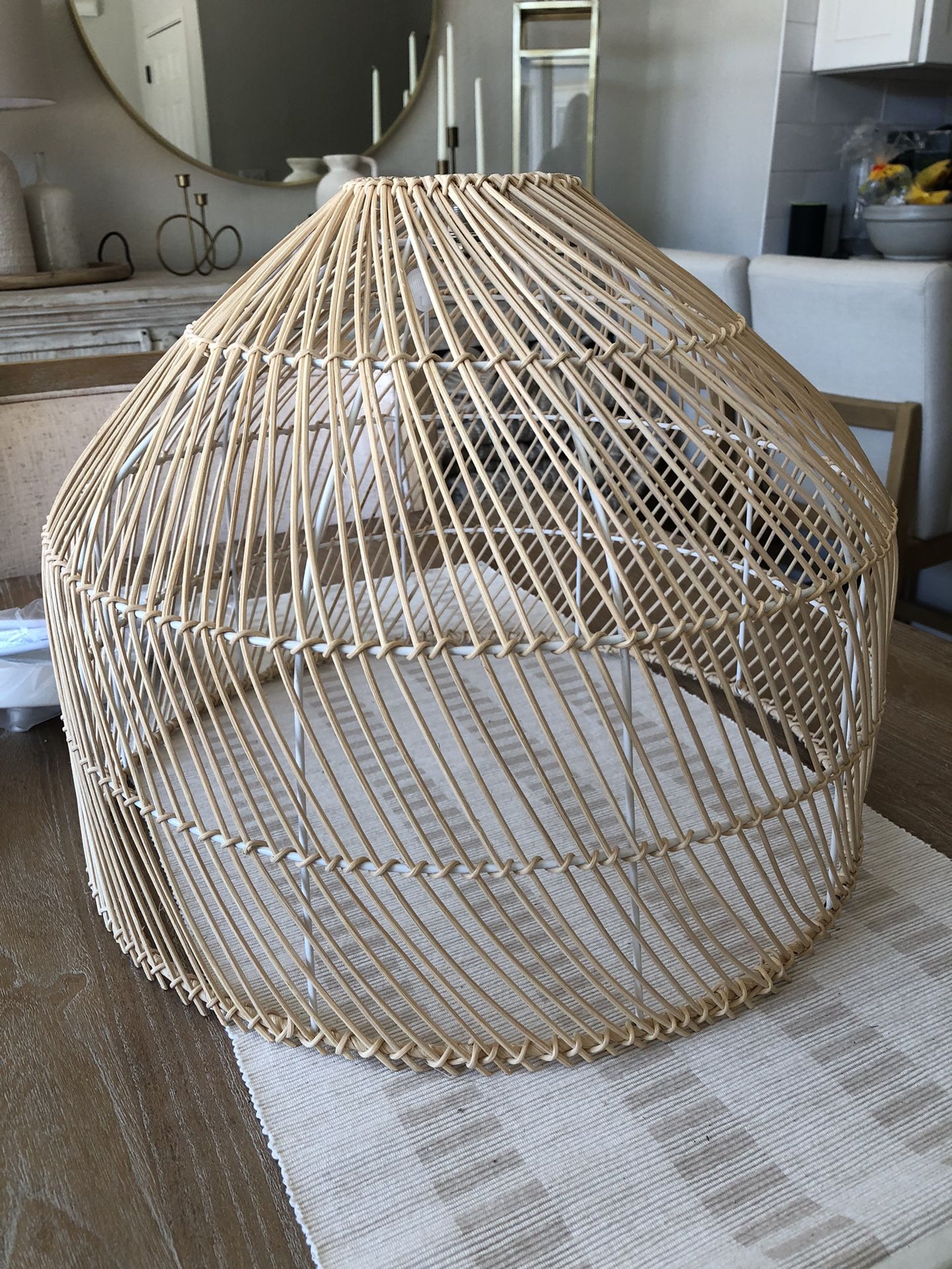 Arturesthome 1 Light Rattan Pendant Light Woven Chandelier Farmhouse Handmade Wicker Hanging Lamp