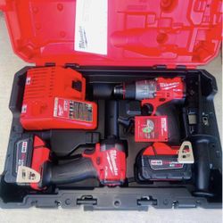 Milwaukee M18 FUEL 2-Tool Combo Impact/Drill Driver Kit + 2-5AH Battery + Charger & Case New