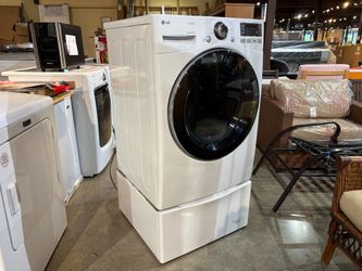 LG 27 Inch Electric Dryer with 7.3 cu. ft. Capacity,Steam Functions, Sensor Dry in White with Pedestal Model #DLEX5800V