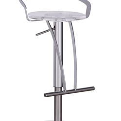 Acrylic Seat Metal Pneumatic-Adjustable Stool in Clear/Chrome