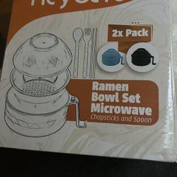 Microwave Ramen Bowl Set, 2 Packages Microwave Ramen Cooker Set, Wheat Fiber Instant Noodle Bowl with Chopsticks, Stuff for College Dorm Room Essentia
