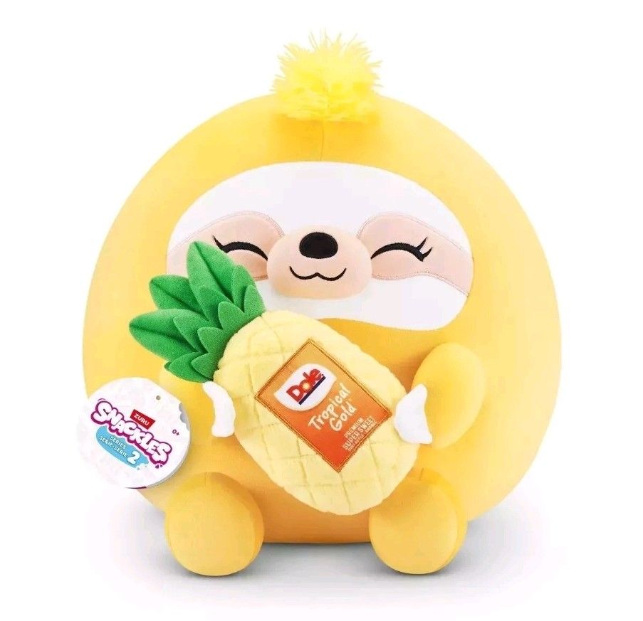 Dole Snackles Squishmallow Animal Plush, Ultra Soft, Sloth and Pineapple 14"