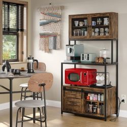 5-Tier Kitchen Bakers Farmhouse Rack with Power Outlet New