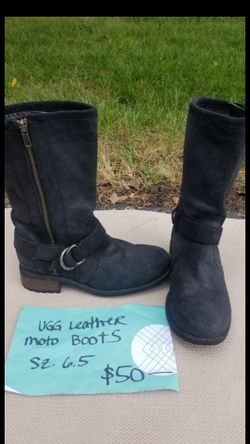 Womens Ugg Silva Leather Moto Boots sz. 6.5