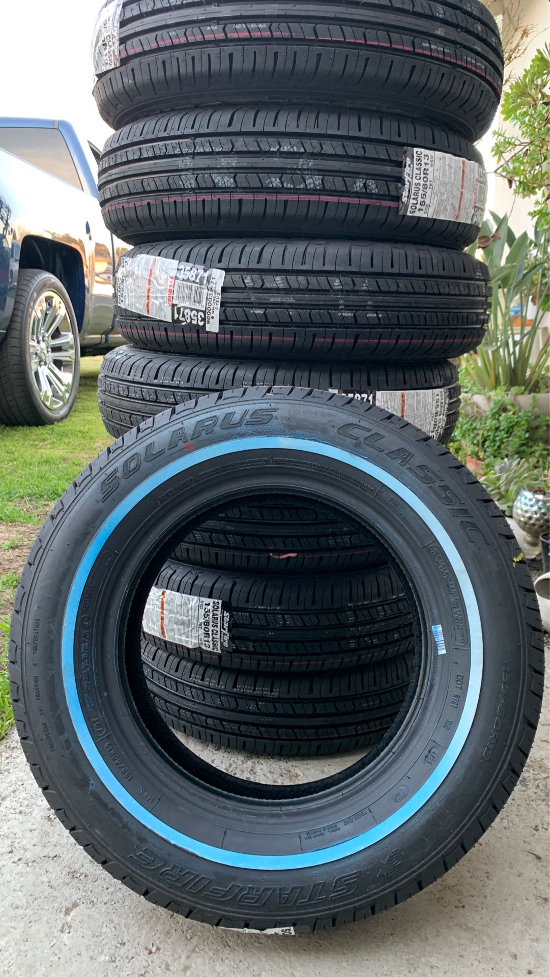 155/80R13 white wall tires