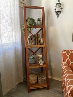 Acacia Wood 4 Tier Self Storage Ladder bookcase Organizer- delivery available
