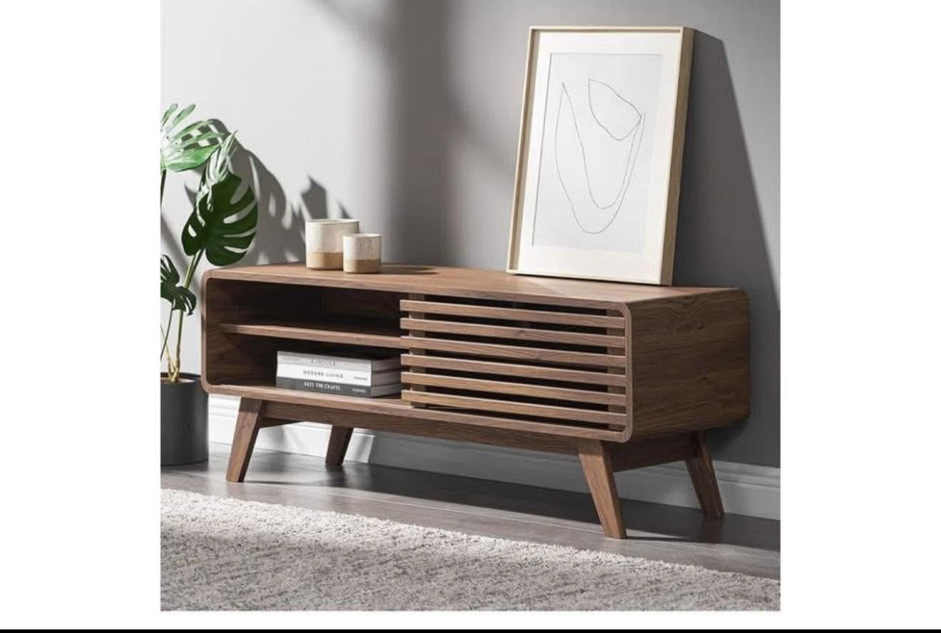 TV Stand, Mid-Century Modern Television Stand for 55/60/65 inch TV, Farmhouse 