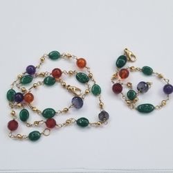 Mixed Gemstone Bracelet And Necklace 