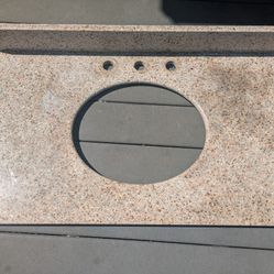 Granite Bathroom Countertop With 3 Pre-drilled holes. 37" x22" Excellent Condition 