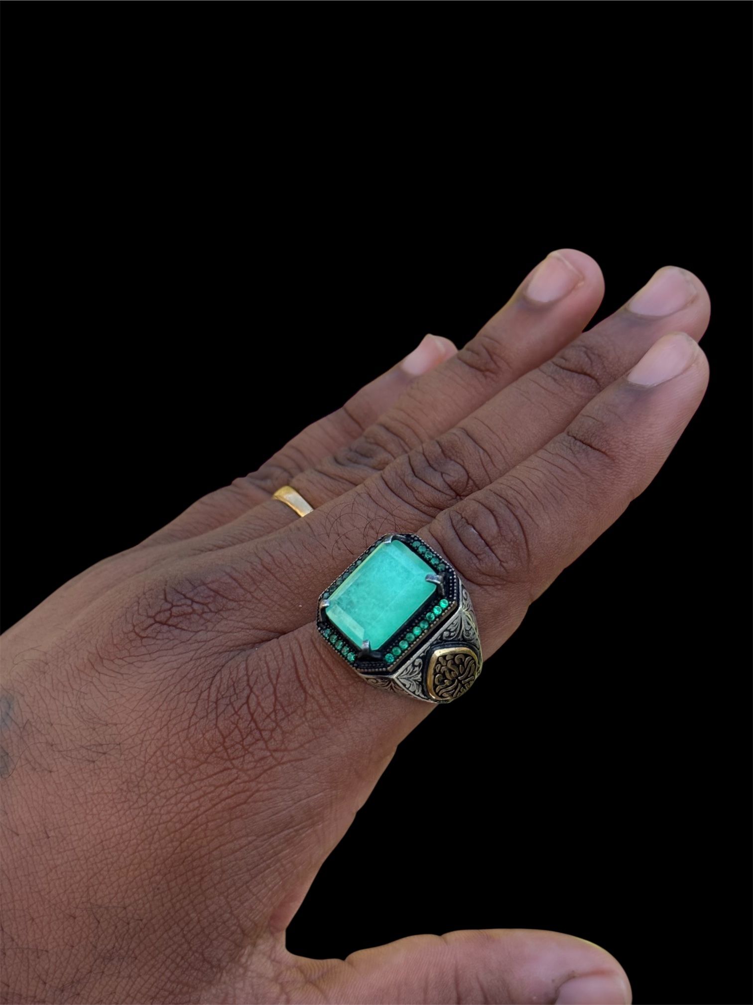 Men’s 925 Sterling Silver Green Quartz Ring – Size 11.5 | 18g