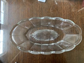 Vintage glass ice cream banana split boat, candy dish, serving plate
