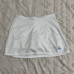 Adidas White Athletic Skirt with Blue Emblem
