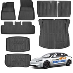 Tesla Model 3 Floor Mats 2025 2026 All-Weather Floor Mats Set 8-Pieces | Custom Fit