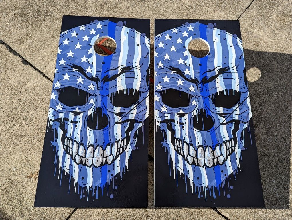 Blue Skull Cornhole Boards