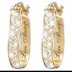 New Pierced Earrings Love Always 4a Cubic 18kt  Christmas Gift 