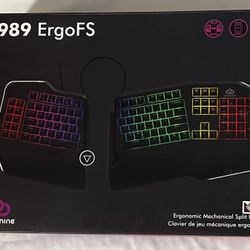 Cloud Nine C989M Ergonomic Mechanical Keyboard for PC -  RGB Light Up LED Backlit with USB - Ergo Split Key Board