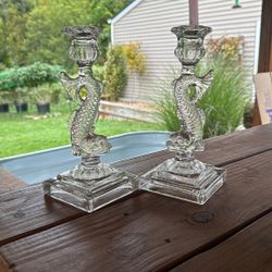 Crystal Koi Fish Candle Stick Holders 