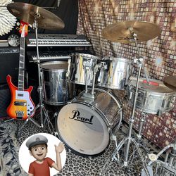 🔥 Pearl Chrome Drum Set Complete Drums