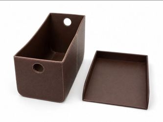 Textured Paper Tray and Brown Tote
