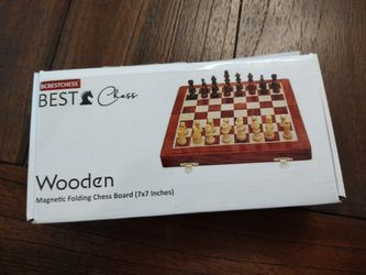 Chess Set 7" x 7" Wooden Magnetic Folding Board