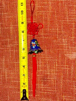 Vintage Cloisonné Floral Bell With Chinese Knot Hanger