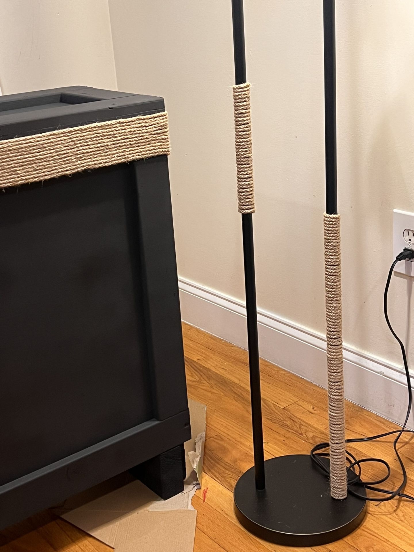 Farmhouse Black Media Console with matching floor lamp,All Products : American Fashion Style Bags On Sale