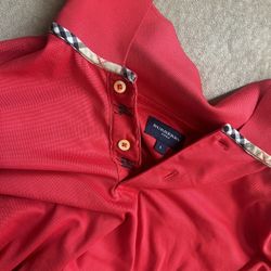 red Burberry polo 