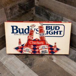 Vintage Budweiser vs. Bud Light Checkers Game. 24 Plastic Beer Bottles & Caps.