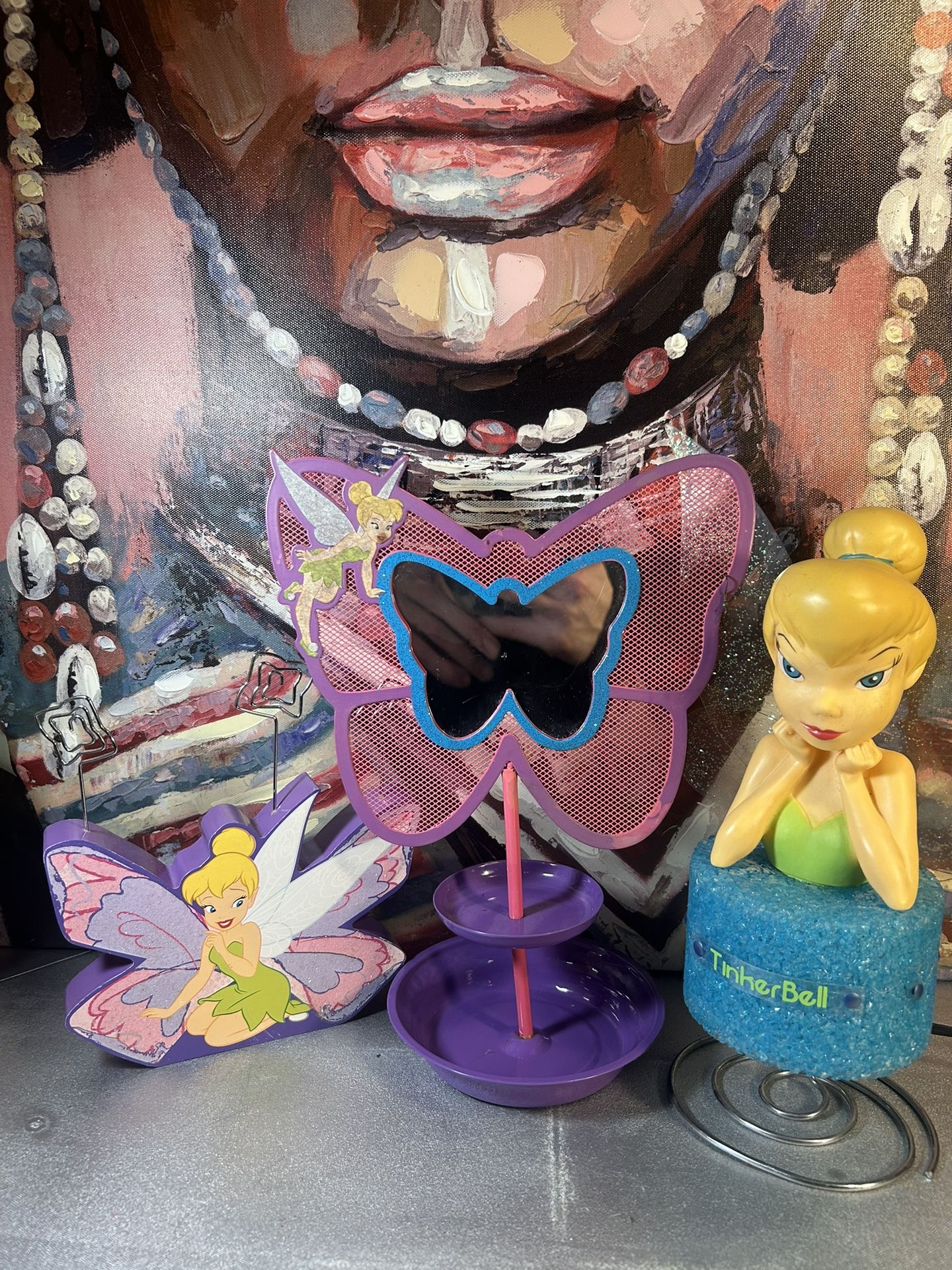 Disney Tinker Bell Earring Holder, Lamp, Picture