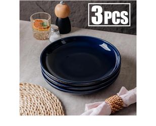 Blue Salad Modern Appetizer Plates - Dishwasher, Microwave, Oven Safe, Smooth Glaze