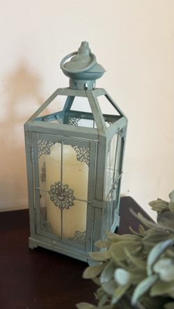 Teal Decorative Lantern with LED Candle check  more pictures