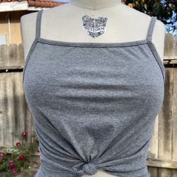 Cute Gray Tanktop With A Front Knot