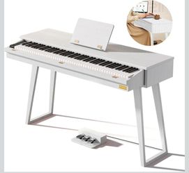 Digital piano 88 keys weighted keyboard electric piano beginners stand full size upright pedal musical SR-PH80 (WHITE)