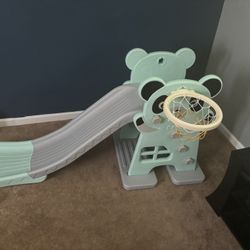 Kids Slide With Basketball Hoop 