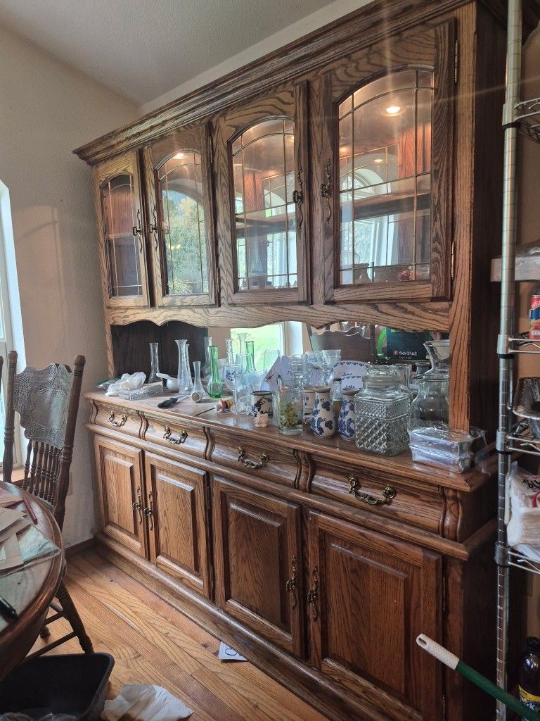 Solid Oak China Buffet Hutch