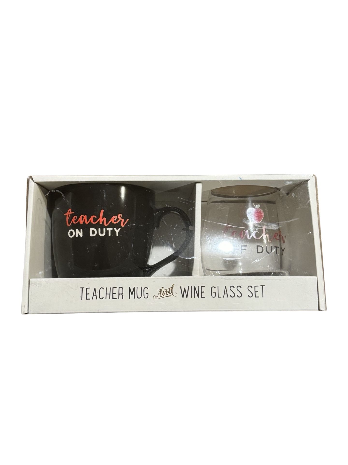 Teacher Gift Set On Duty - Off Duty Coffee Mug 8oz & 22oz. Wine Glass Set New!