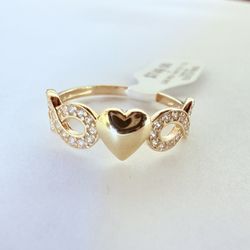 14K Gold & CZs Infiniity Heart Ring