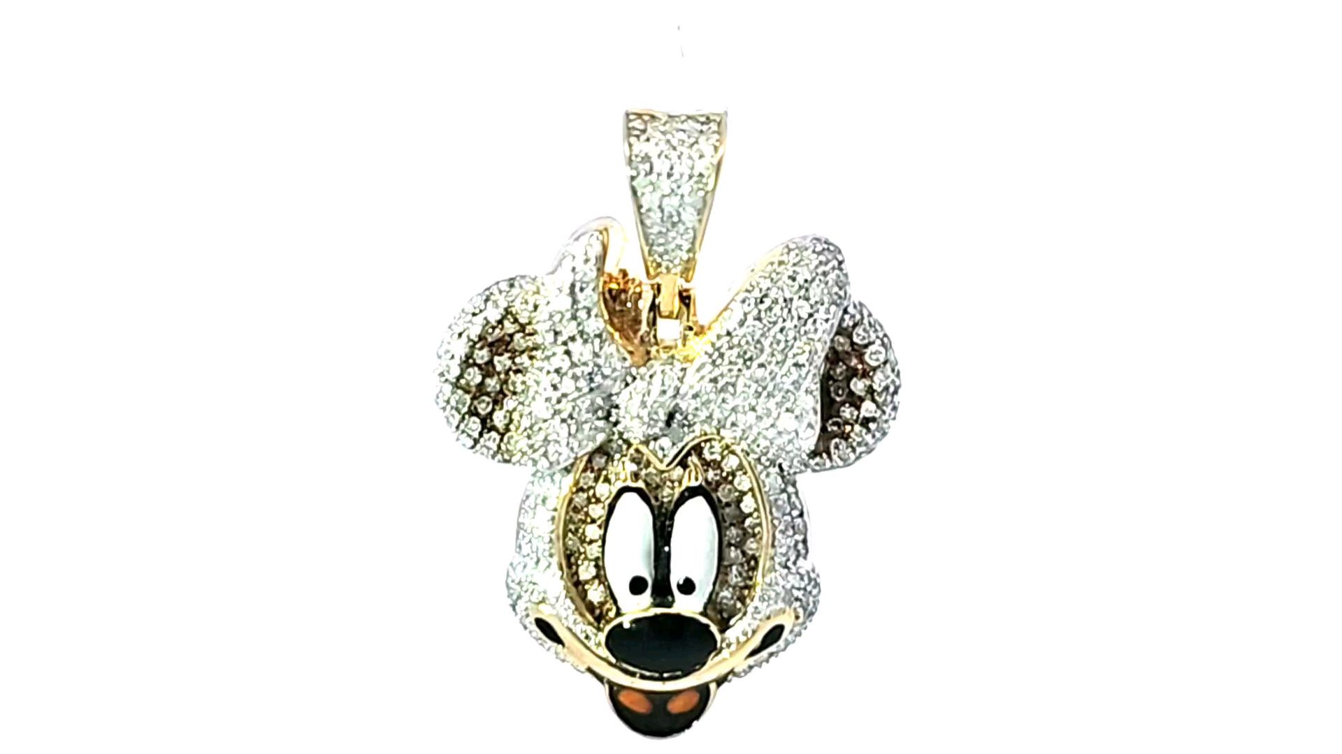 Fashion Minnie Mouse 10K Tri Color 0.91ctw Diamond Pendant