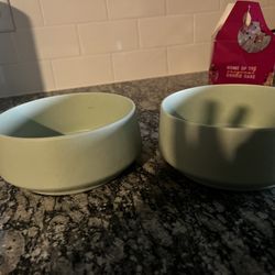 Ceramic Green Dog Bowls