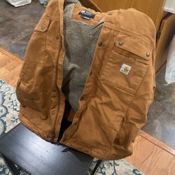Carhartt Men's Relaxed Fit Washed Duck Sherpa-Lined Utility Jacket