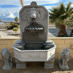 New Fountain Made Out Of Cement With 2 Lions 