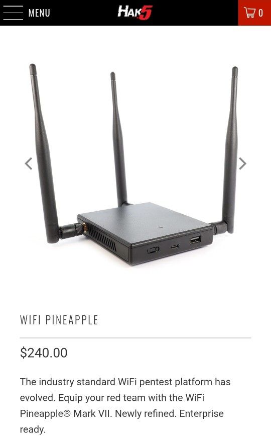 Hak5 Pineapple With Adaptor
