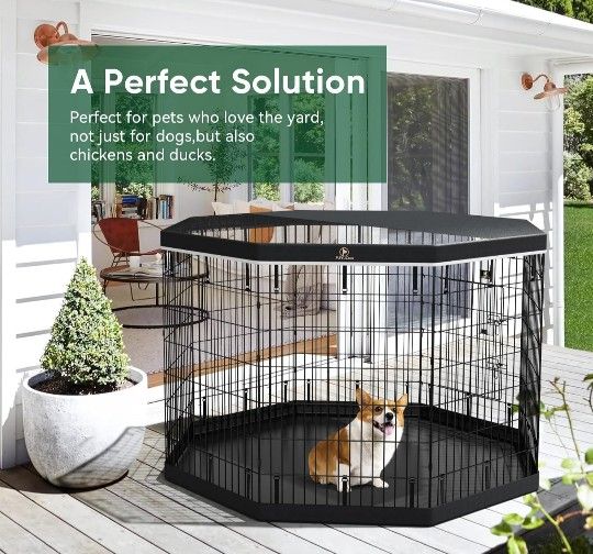 PJYuCien Dog Playpen, Panels 42''H Dog Pens Indoor with Bottom1