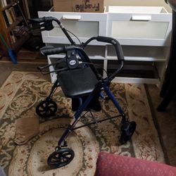 Drive Medical Walker W/ Brakes And Transport Chair Purple