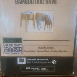 Elevated bamboo dog bowl