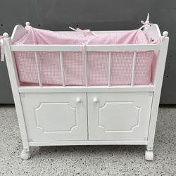 DOLL CRIB with Bedding And Storage 