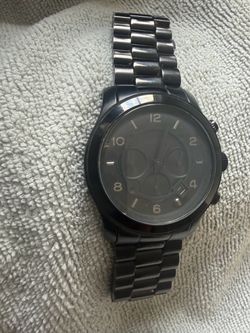 Black Chronograph Watch with Metal Bracelet