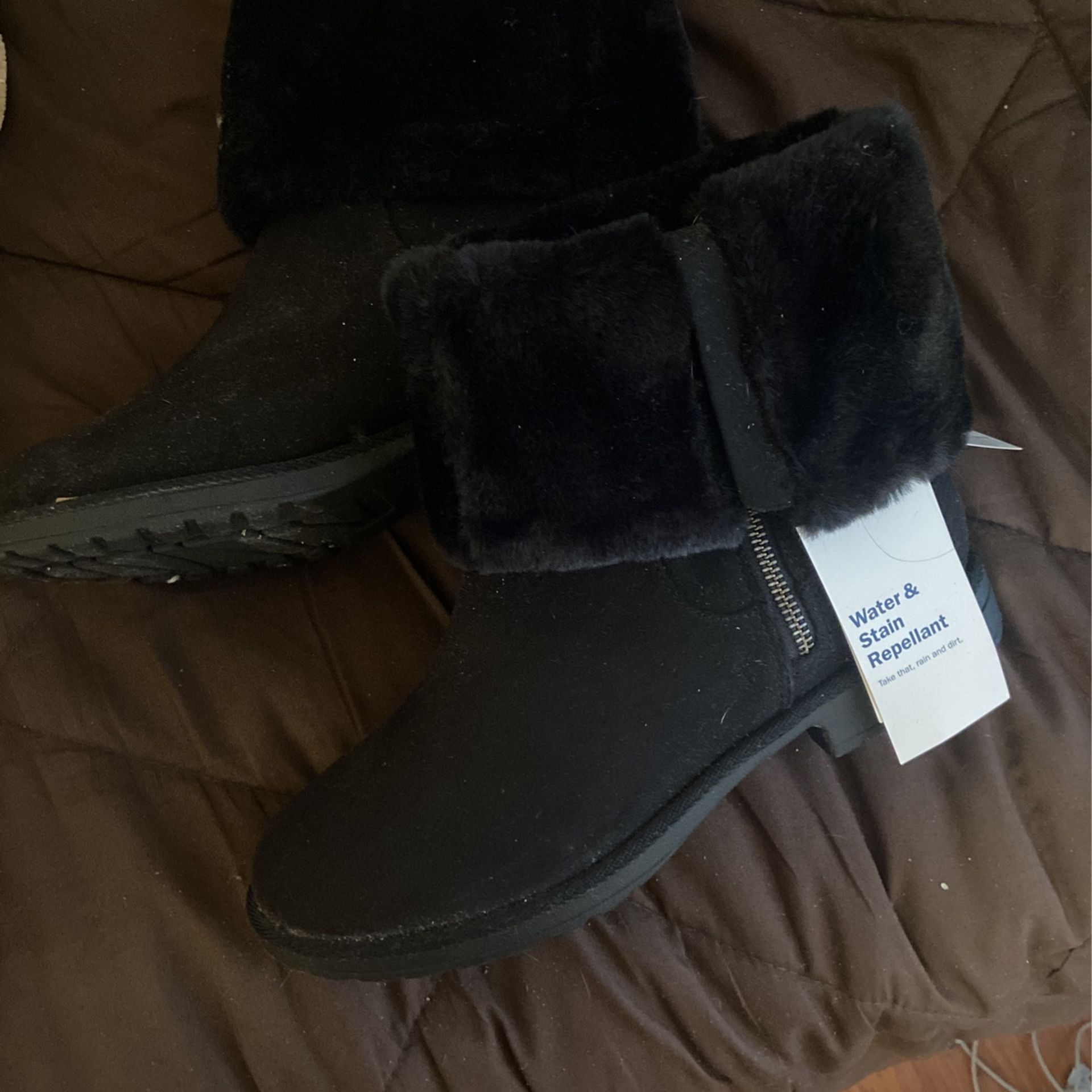 brand new faux fur black boots